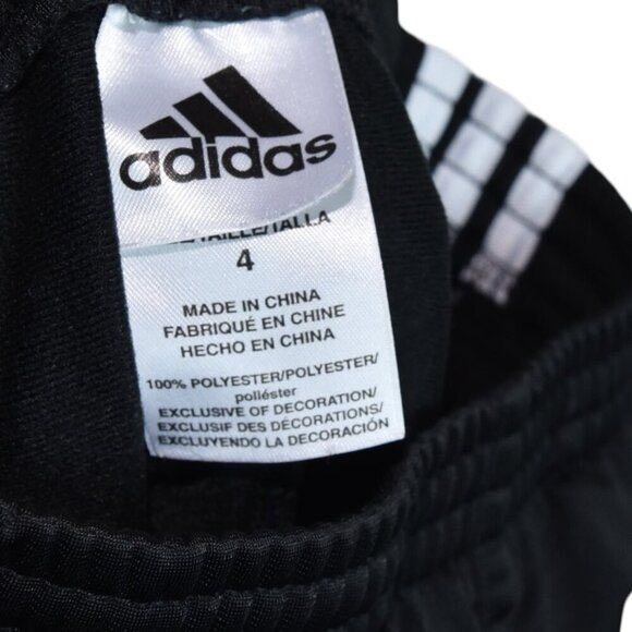 Adidas Kids Boys Track Pants Joggers Black White Side Stripes Sz 4 - Picture 6 of 6